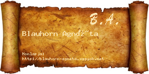 Blauhorn Agnéta névjegykártya